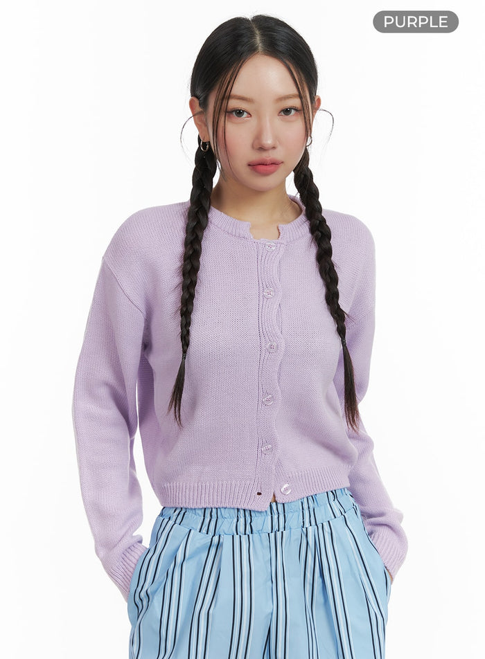 basic-buttoned-cardigan-om429 / Purple