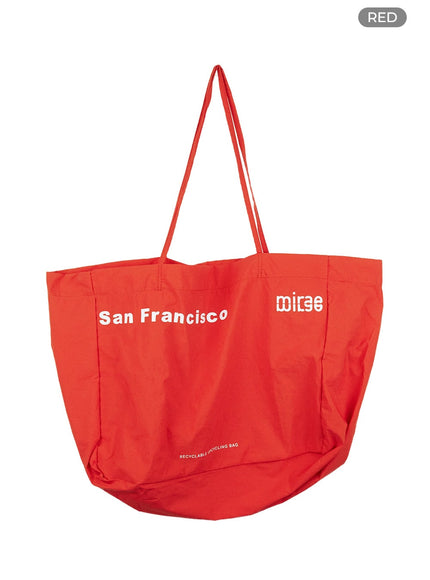 lettering-tote-bag-ol430 / Red