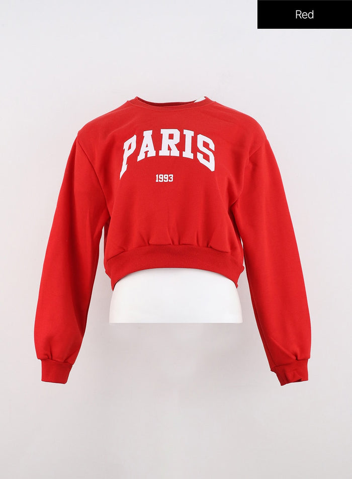 lettering-crop-sweatshirt-in323 / Red