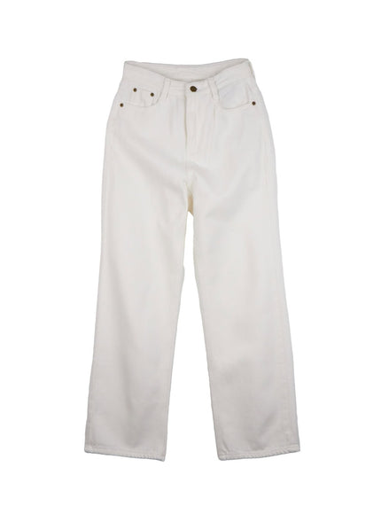 isolde-solid-cotton-straight-fit-pants-on429 / White