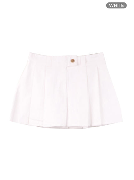 a-line-pleated-mini-skirt-of422 / White