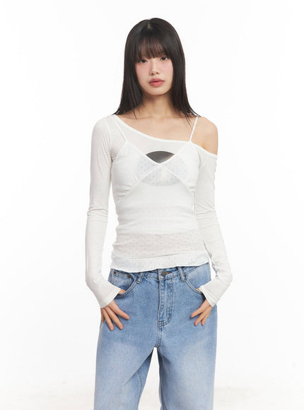 frill-trim-cami-top-ca523 / White