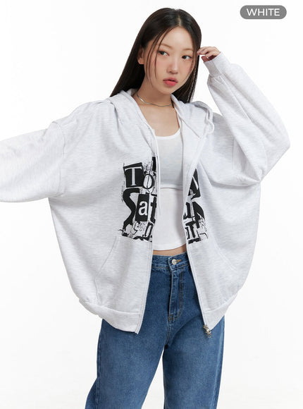 acubi-oversized-two-way-zip-up-sweatshirt-cl431 / White