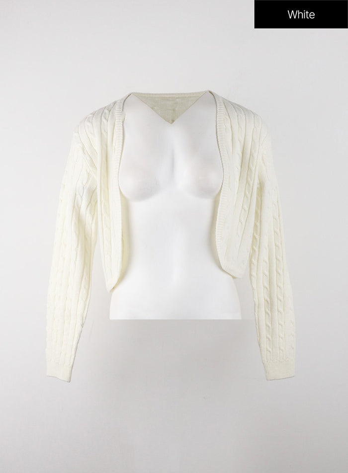 knit-binding-long-sleeve-shrug-oj405 / White