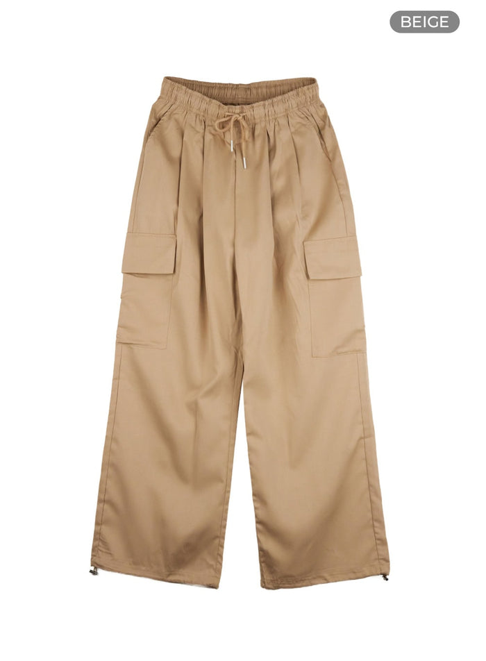 drawstring-cargo-pants-cu417 / Beige