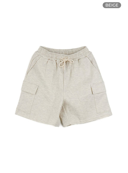 banded-cargo-sweat-shorts-cg408 / Beige