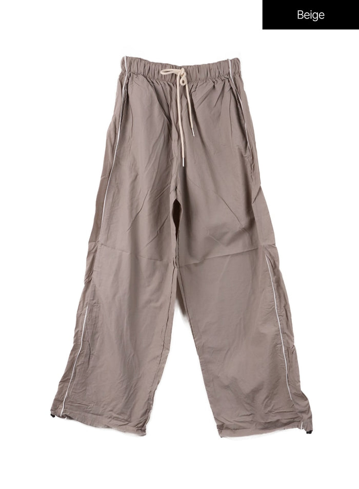 string-nylon-wide-pants-cf414 / Beige