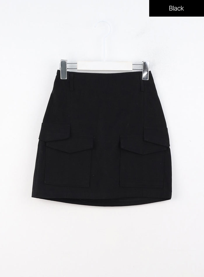 dual-pocket-a-line-skirt-oo325 / Black