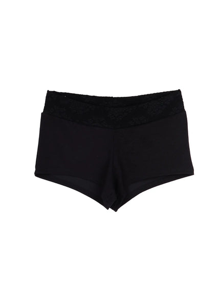 lace-trim-low-rise-shorts-cy521 / Black