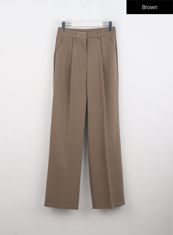 pintuck-wide-fit-tailored-pants-on303 / Brown