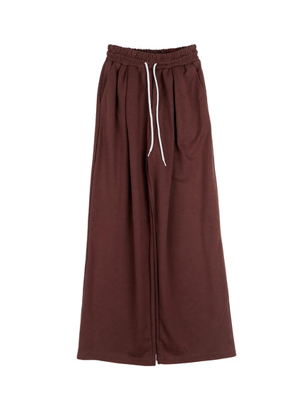 pintuck-wide-leg-sweatpants-cs519 / Brown