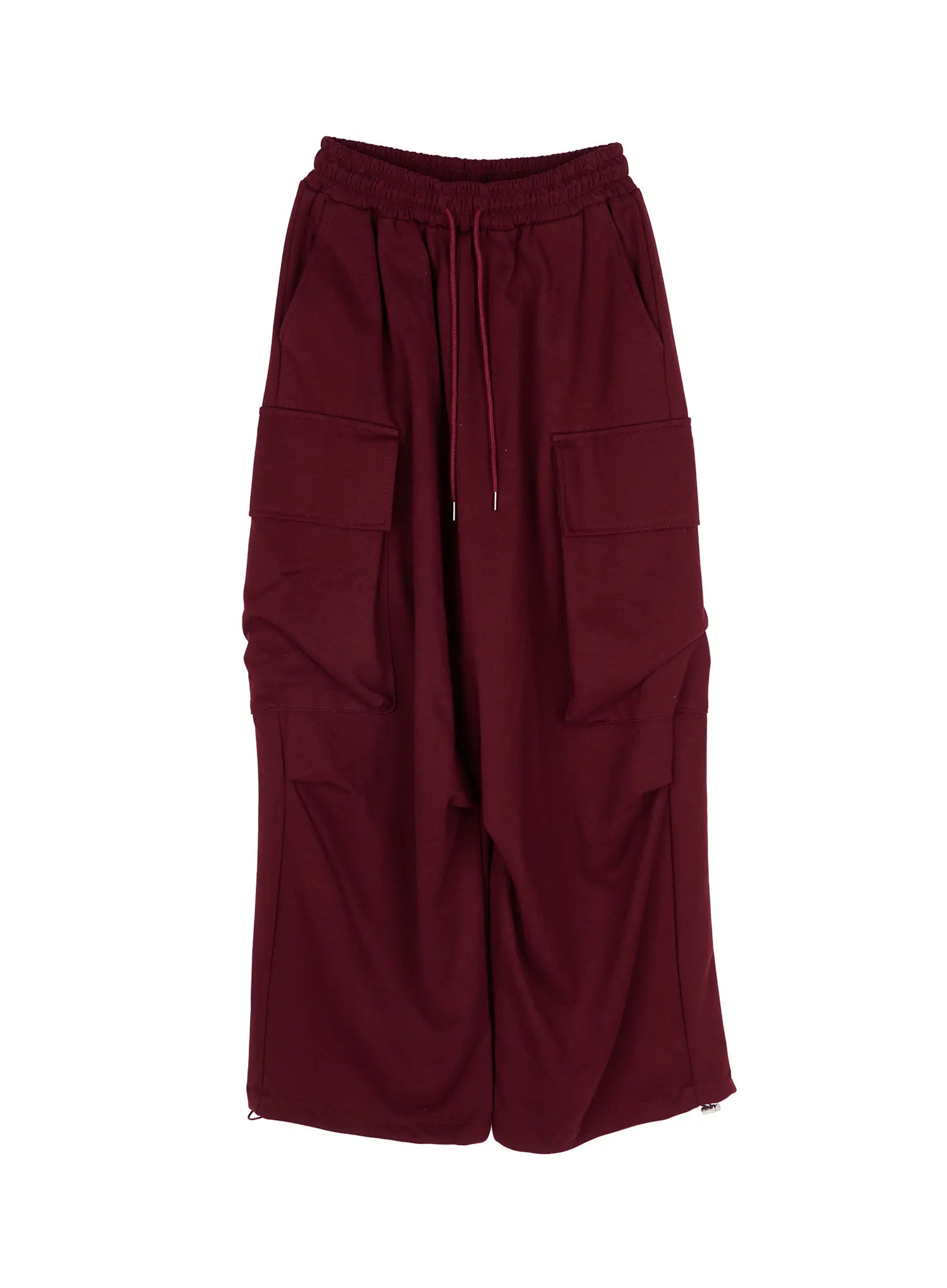 wide-leg-cargo-sweatpants-cy527 / Dark red
