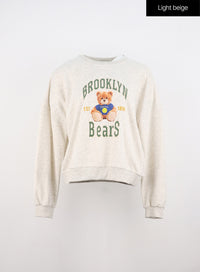 cute-bear-print-sweatshirt-io317 / Light beige