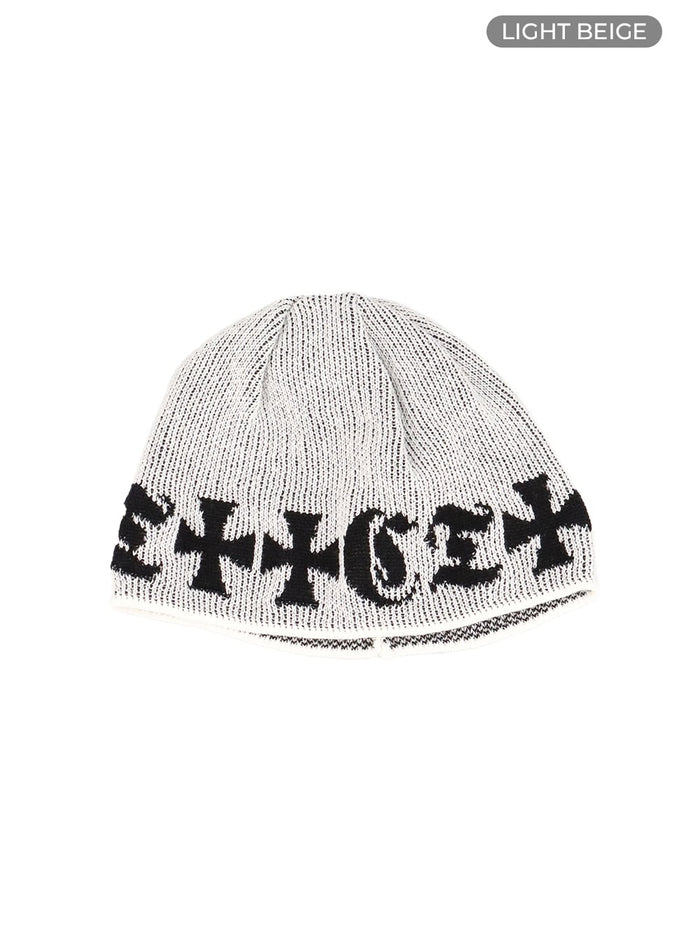 graphic-charm-knitted-beanie-ca424 / Light beige