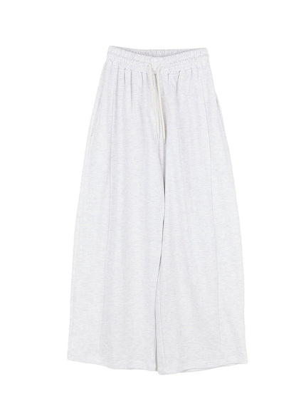 adjustable-pintuck-wide-leg-sweatpants-cy521 / Light gray