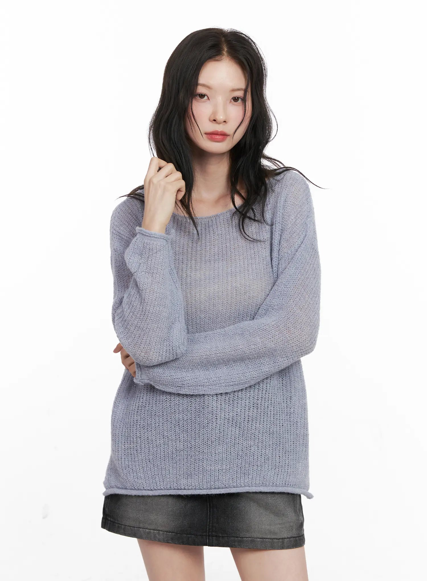 Oversized Boat Neck Knit Sweater CN504