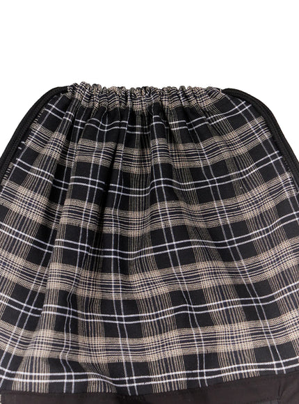 Checkered Cotton Drawstring Backpack CO521