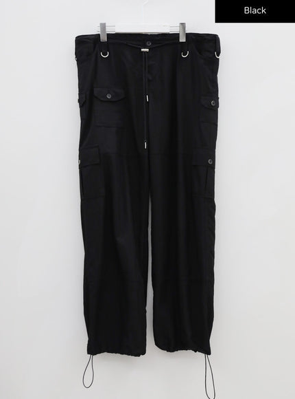 Drawstring Waist Wide Cargo Pants CU13