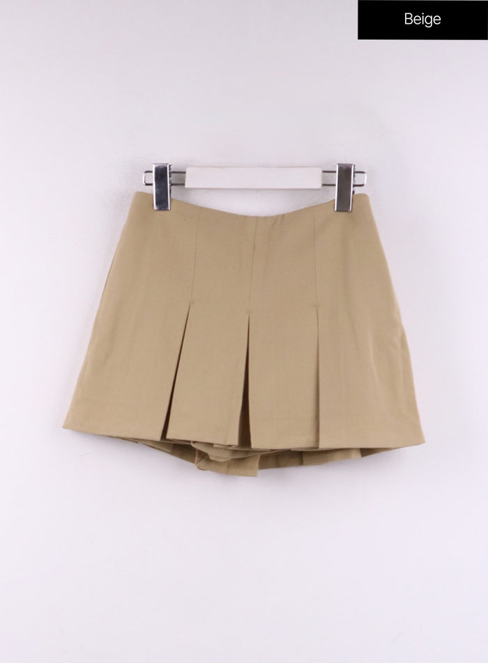 pleated-mini-skirt-cf407 / Beige