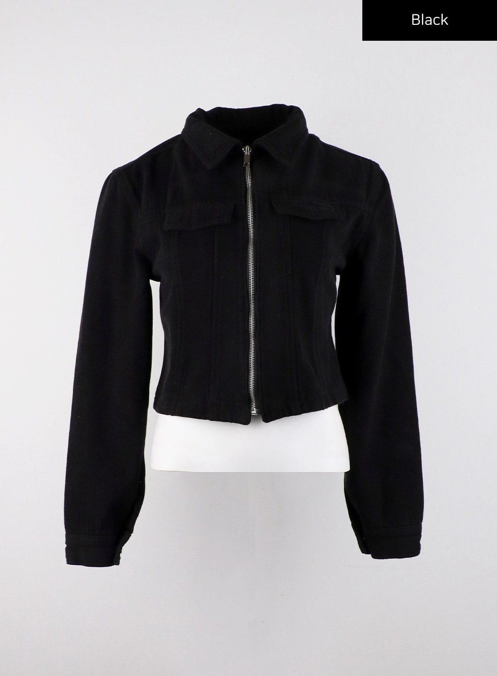 plush-pants-and-collar-zipper-jacket-cd315 / Black
