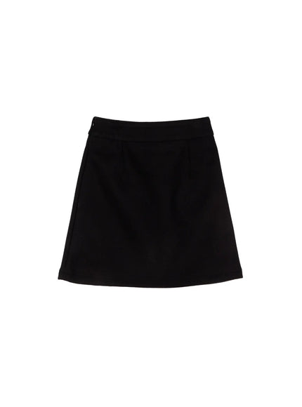 timeless-wool-a-line-mini-skirt-cn526 / Black