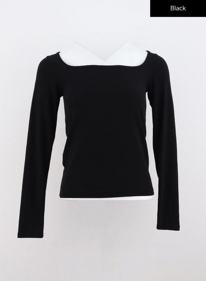 basic-square-neck-t-shirt-co313 / Black
