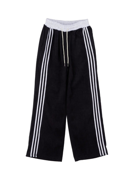 corduroy-wide-leg-sweatpants-cn521 / Black
