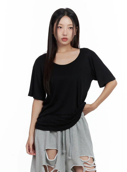 essential-scoop-neck-top / Black
