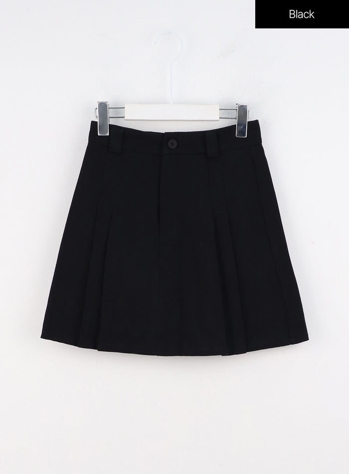 cotton-pleated-mini-skirt-oo312 / Black