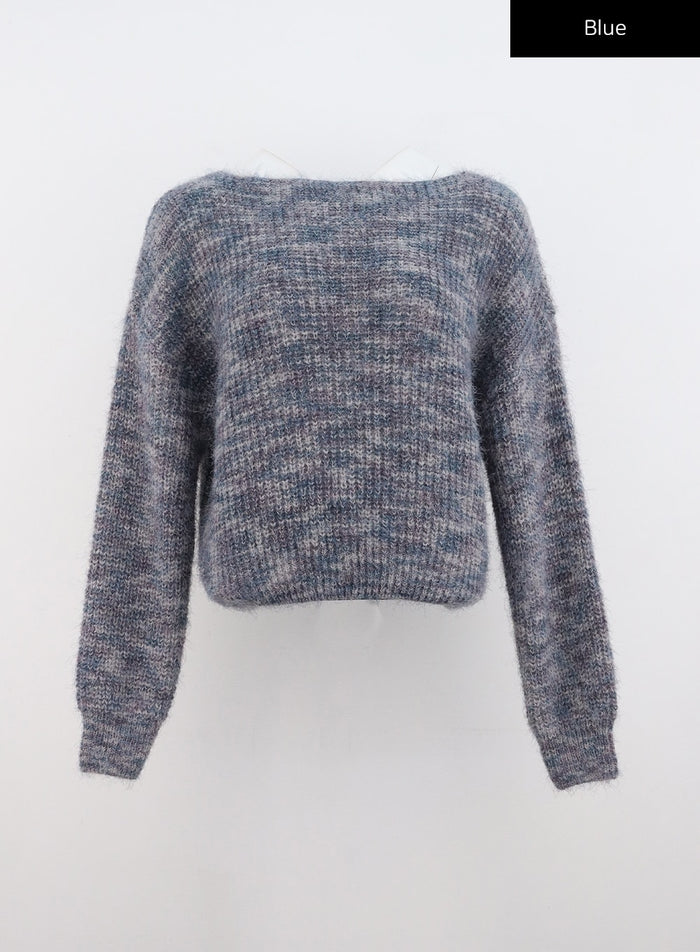 boat-neck-knit-sweater-cn324 / Blue