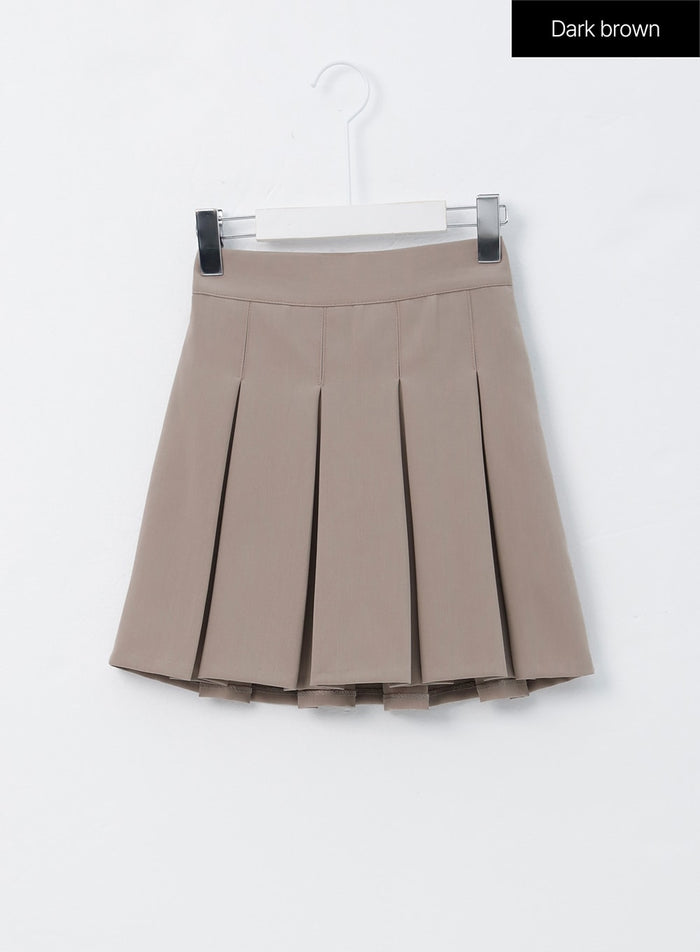 pleated-mini-skirt-os326 / Dark brown