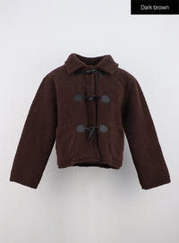 faux-shearling-toggle-jacket-on324 / Dark brown