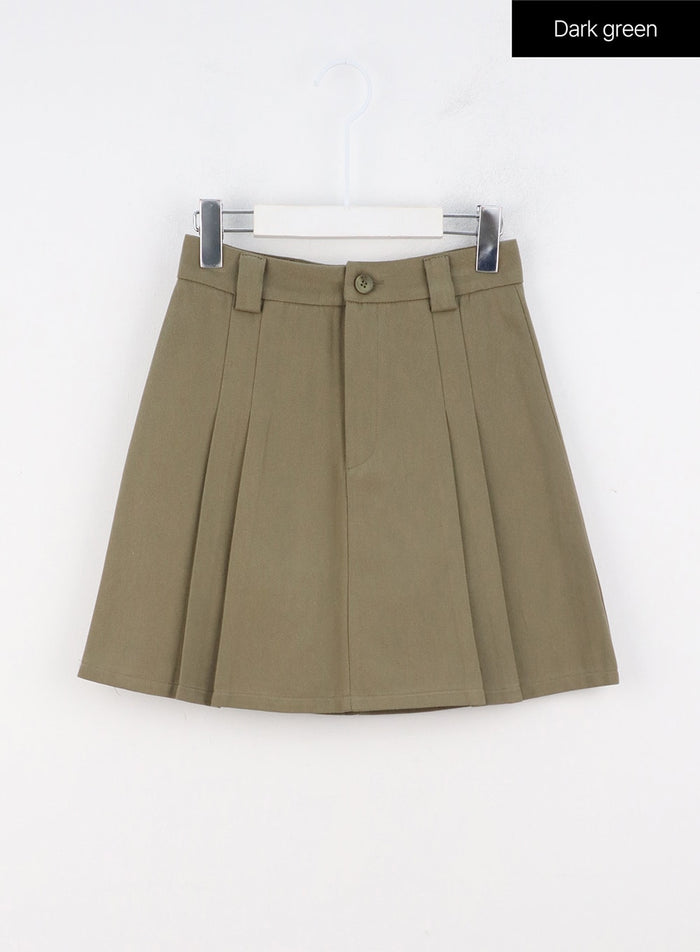 cotton-pleated-mini-skirt-oo312 / Dark green