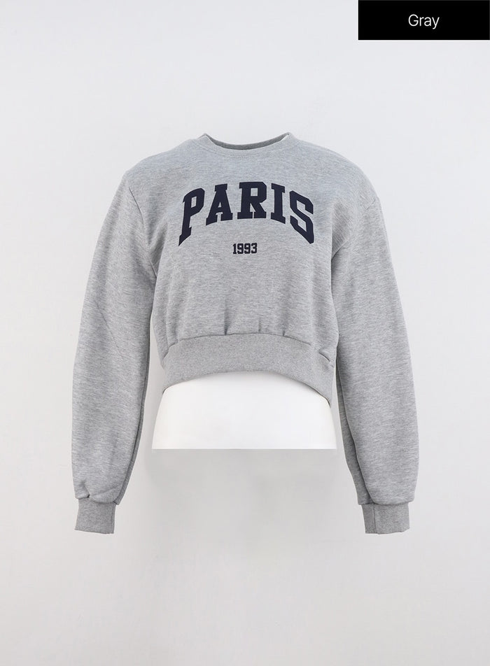 lettering-crop-sweatshirt-in323 / Gray
