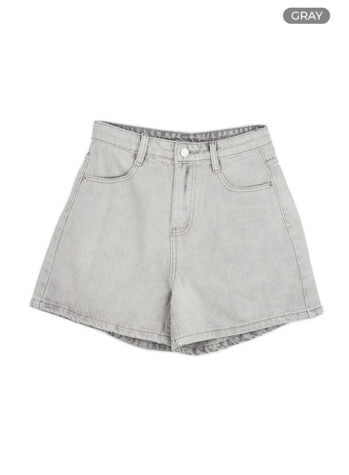basic-denim-light-washed-shorts-ou411 / Gray