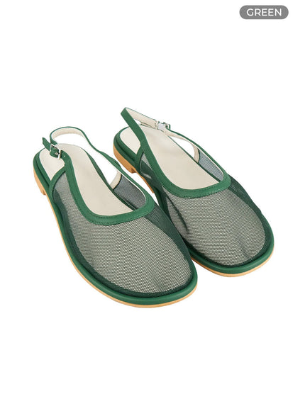 mesh-buckle-flats-ol411 / Green