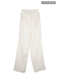 pintuck-straight-trousers-ou411 / Light beige