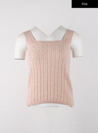 solid-texture-knitted-tank-top-oj405 / Pink