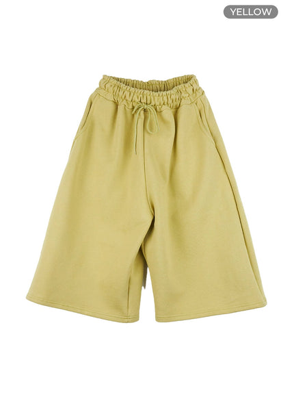 solid-sweatpant-shorts-cg402 / Yellow