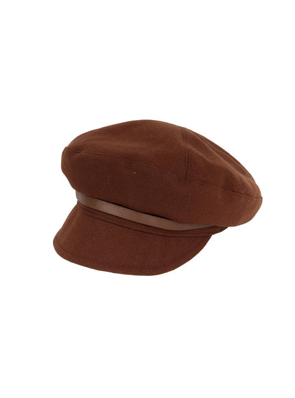 elegant-fur-trim-newsboy-cap-cd517 / Brown