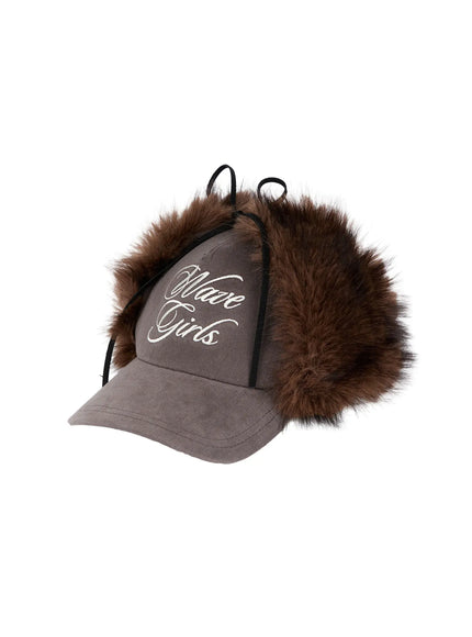 faux-fur-embroidered-baseball-cap-cd508 / Brown