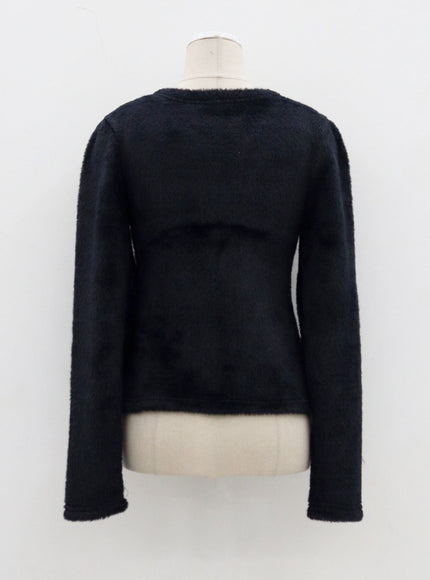 Teddy Cardigan Tube Top And Mini Skirt Set CJ325