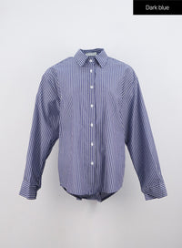 oversized-striped-shirt-on303 / Dark blue