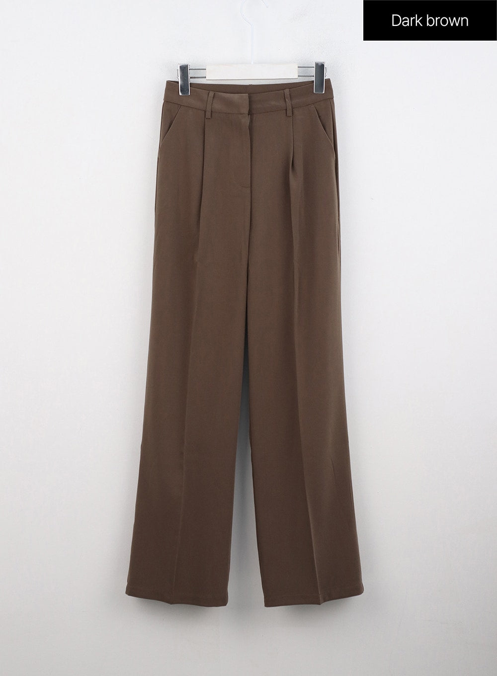 pintuck-wide-fit-tailored-pants-on303 / Dark brown