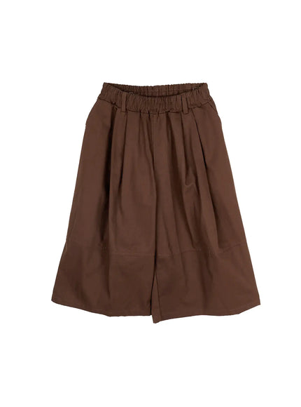 pleated-bermuda-pants-ca528 / Dark brown