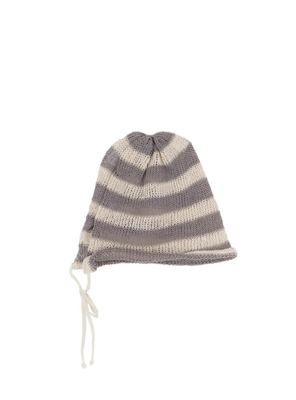 striped-ribbon-knit-beanie-cm526 / Gray
