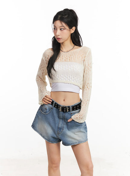 Crochet Micro Knit Sweater CA514