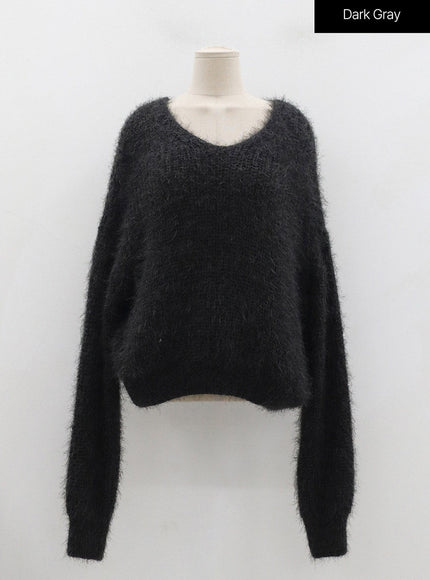 Faux Fur V-Neck Sweater OD21