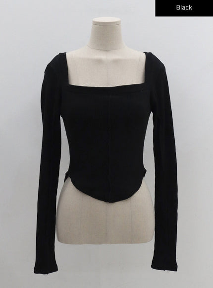 Square Neck Crop Long Sleeve Shirt CG16