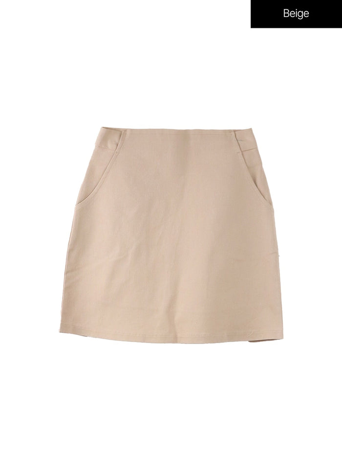 basic-mini-skirt-of408 / Beige